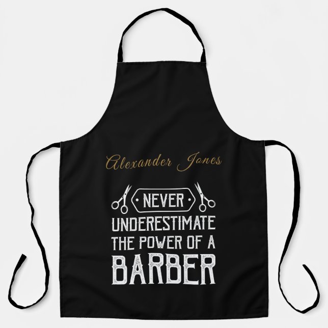 Delantal Poder de un barbero personalizado (Anverso)