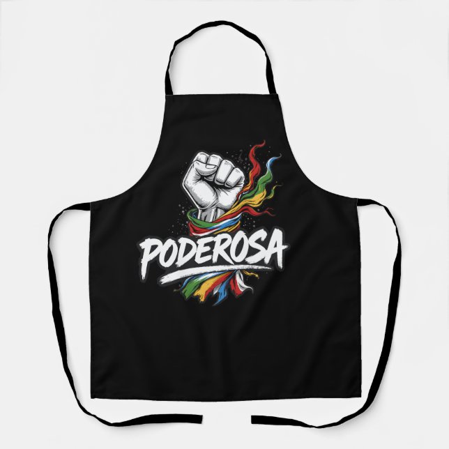 Delantal Poderosa - Potenciando el Puño Latina con Bandera  (Anverso)