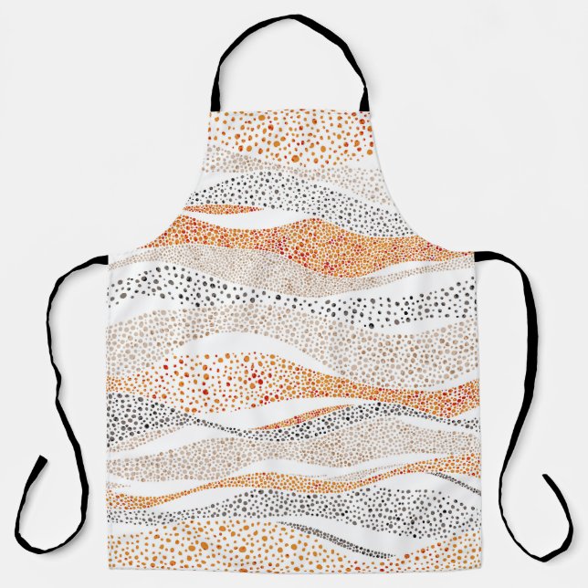 Delantal Pointillism Wavy Polka: Textil de Doodle lindo (Anverso)