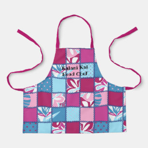 Delantal Pokii Hawaiano Floral y Dot Patchwork Pink