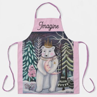 Delantal Polar Bear and Moon Winter Whimsical Art