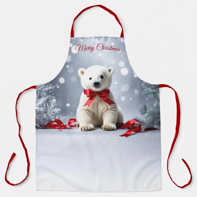 Delantal Polar Bear Christmas Holiday Apron (Anverso)