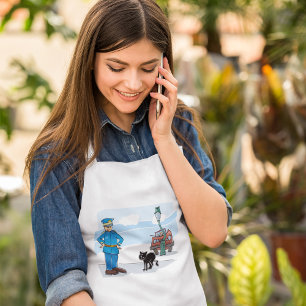 Delantal Policía Y Un Gato Negro