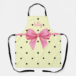 Delantal Polka Dot Black Yellow Pink Bow Personalized
