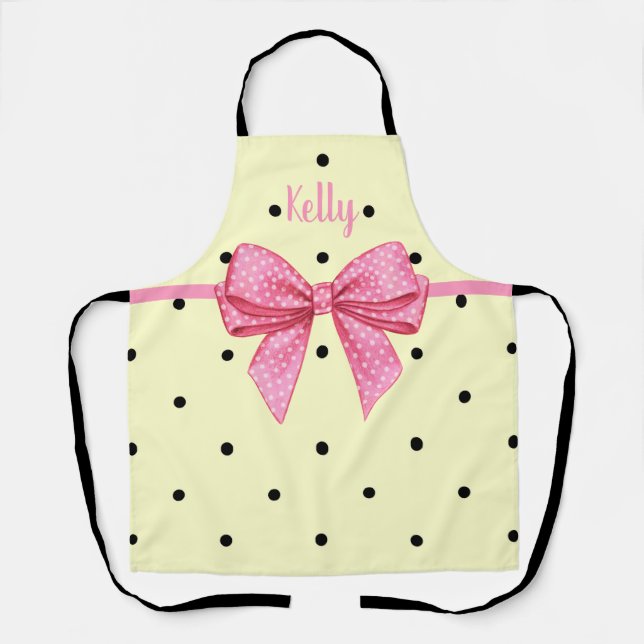 Delantal Polka dot pink and bow (Anverso)