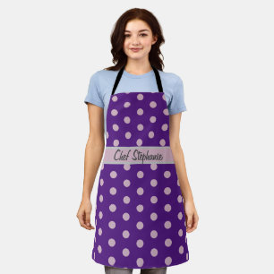 Delantal Polka No Púrpura Su Nombre Aquí