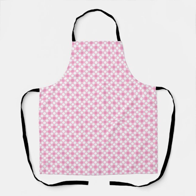 Delantal Polka pega retro rosa blanco (Anverso)