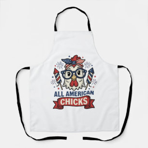 Delantal Pollitas Patrióticas Americanas Diseño de Vector