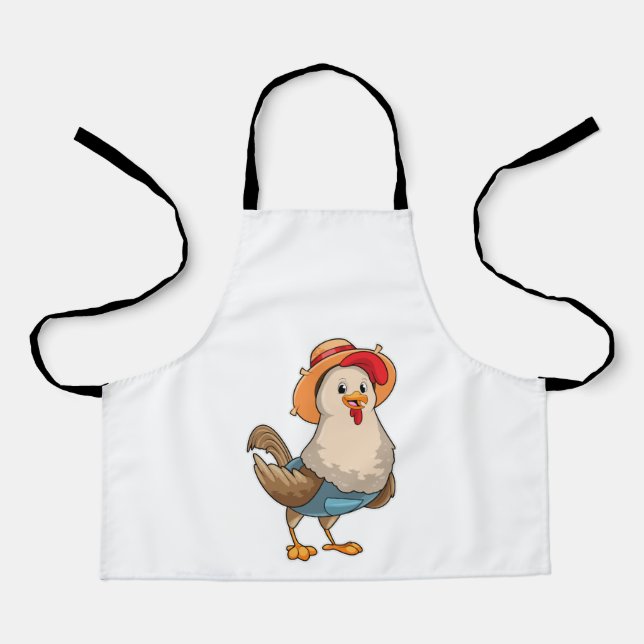 Delantal Pollo como granjero con Gorra (Anverso)