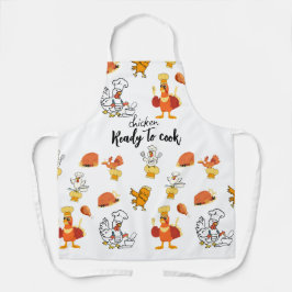 Delantal pollo listo para cocinar divertido