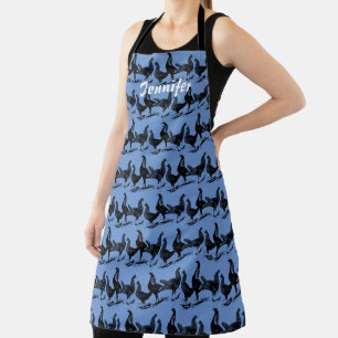 Delantal Pollos modernos de moda con nombre en monograma az