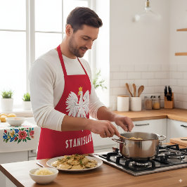 Delantal Polonia Nombre personalizado Polska Red Eagle Blan