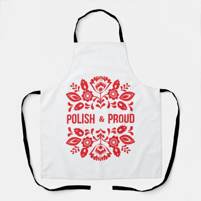 Delantal Polska Red Flowers de Polonia y Polonia (Anverso)
