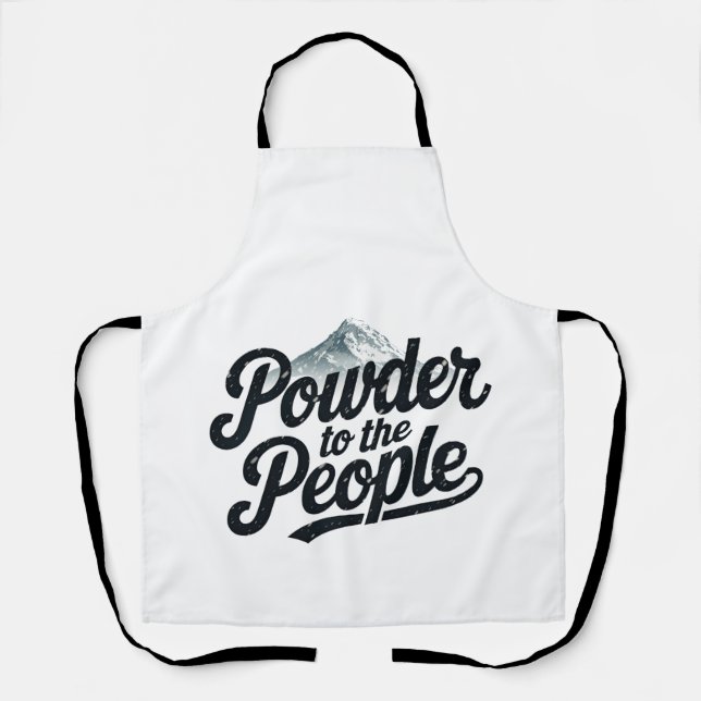 Delantal "Polvo para el pueblo" retro snowboard y esquí (Anverso)