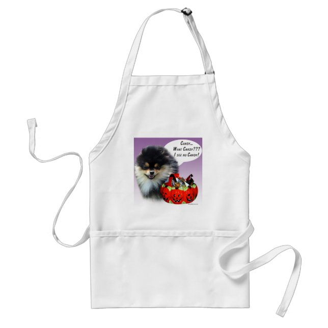 Delantal Pomeranian (blktan) Halloween Candy (Frente)
