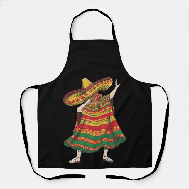 Delantal Poncho Mexicano Dabbing Fiesta Cinco De Mayo (Anverso)