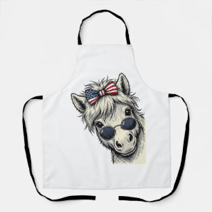 Delantal Poni Patriótico Con Gafas De Sol Diseño Vectorial