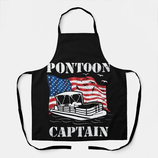 Delantal Pontoon Captain American Flag Pontoon Boat Lover (Anverso)