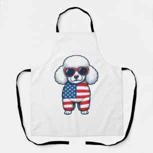 Delantal Poodle Patriótico con Gafas de Sol Diseño Vectoria