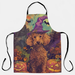 Delantal Poodle Perro Espeluznante Bruja de Halloween y Cal
