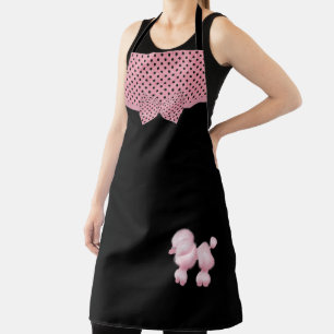 Delantal Poodle rosado y punto de polka retro
