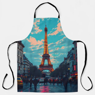 Delantal Pop Art Paris - Vibrante paisaje retro