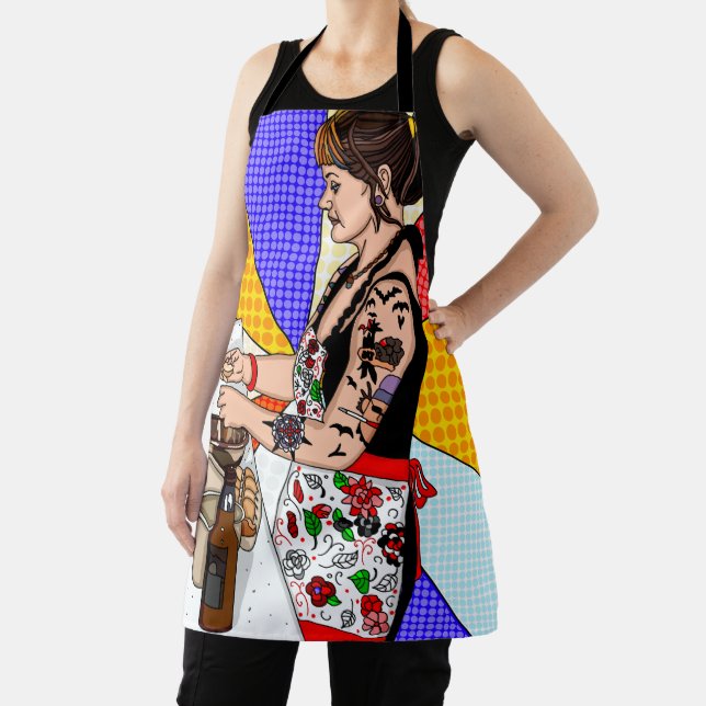 Delantal Pop Art Style Retro Lady Bing (in situ)