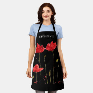 Delantal Poppies Floral Red Poppy Arte Botánico Verano
