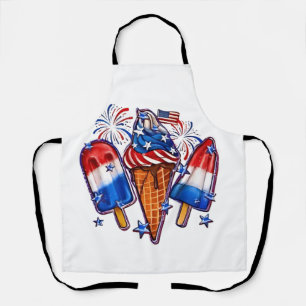 Delantal Popsicles patrióticos Ice Cream 4 de julio