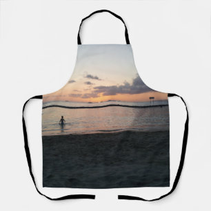 Delantal Por la noche Sunset Tropical Beach Waikiki Oahu Ha