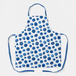 Delantal Pos de polka marina azul acuarela. Patrón moderno