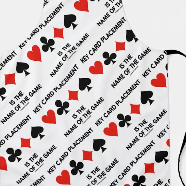 Delantal Posición De Tarjeta Clave Es El Nombre Del Puente  (All-over-print apron featuring four card suits along with bridge truism on key card placement)