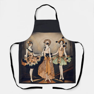 Delantal Póster antiguo de Halloween Art Déco de Flapper
