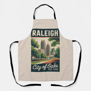 Delantal Póster de viaje retro de Raleigh Carolina del Nort