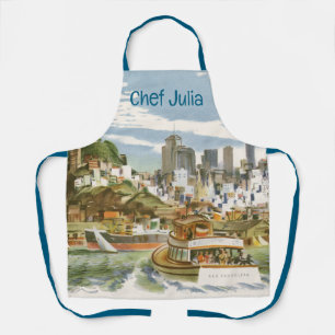 Delantal Póster de viaje vintage de la bahía de San Francis