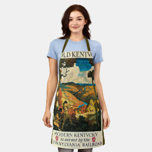 Delantal Póster de viaje vintage de NC Wyeth, En el viejo K