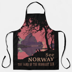 Delantal Póster minimalista de puesta de sol en Noruega - F