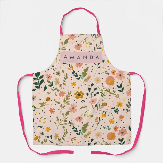 Delantal Pradera de flores silvestres caprichosas personali (Anverso)