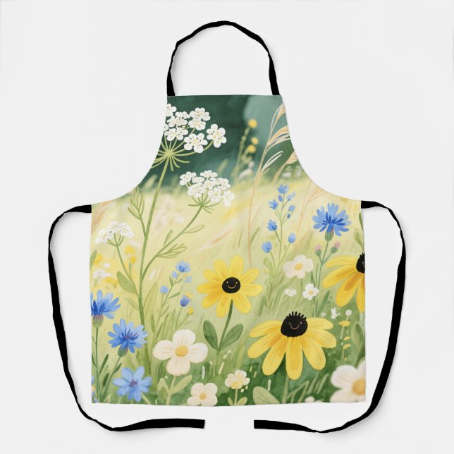 Delantal Prado de flores silvestres caprichoso  (Anverso)