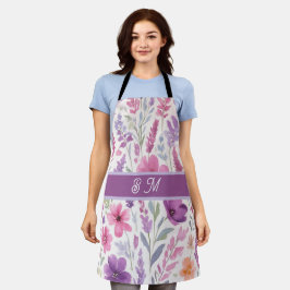 Delantal prado de primavera botánica rosa lila rosada Paste