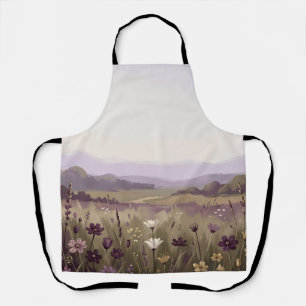 Delantal Prado Sereno de Flores Silvestres Moradas Colinas 