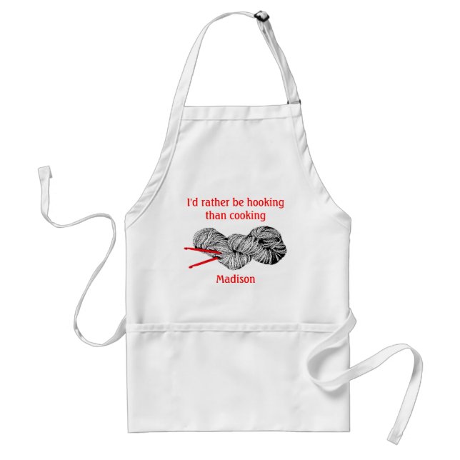 Delantal Prefiero estar enganchando que cocinando, tu nombr (Frente)
