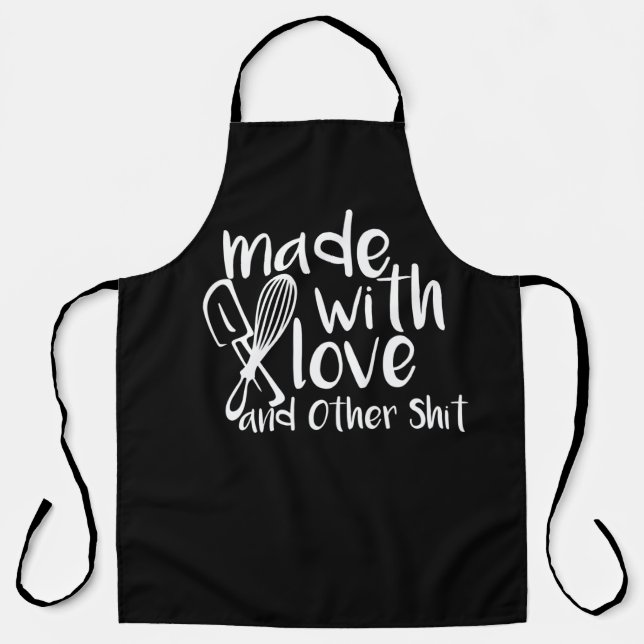 Delantal Premium hecho con amor Black Chef Aprons, Cocina (Anverso)