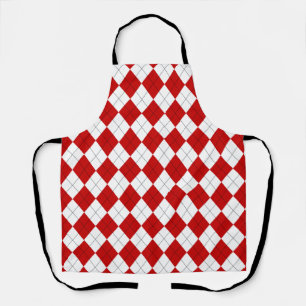 Delantal Preppy Argyle Tartán Diamond Plage rojo blanco