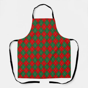Delantal Preppy Argyle Tartán Diamond Plage Verde Rojo