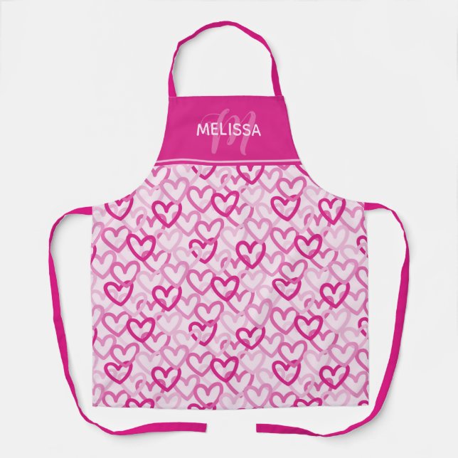 Delantal Preppy Hearts Pink (Anverso)