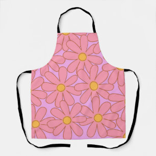 Delantal Preppy Hippie Pink Purple Flower Pattern