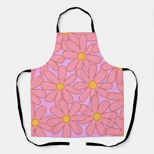 Delantal Preppy Hippie Pink Purple Flower Pattern (Anverso)