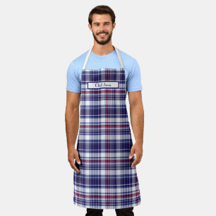 Delantal Preppy Multicolor Madras Burgundy Navy Blanco