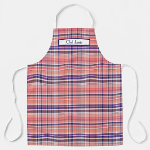 Delantal Preppy Multicolor Madras Rojo Profundo Mariner